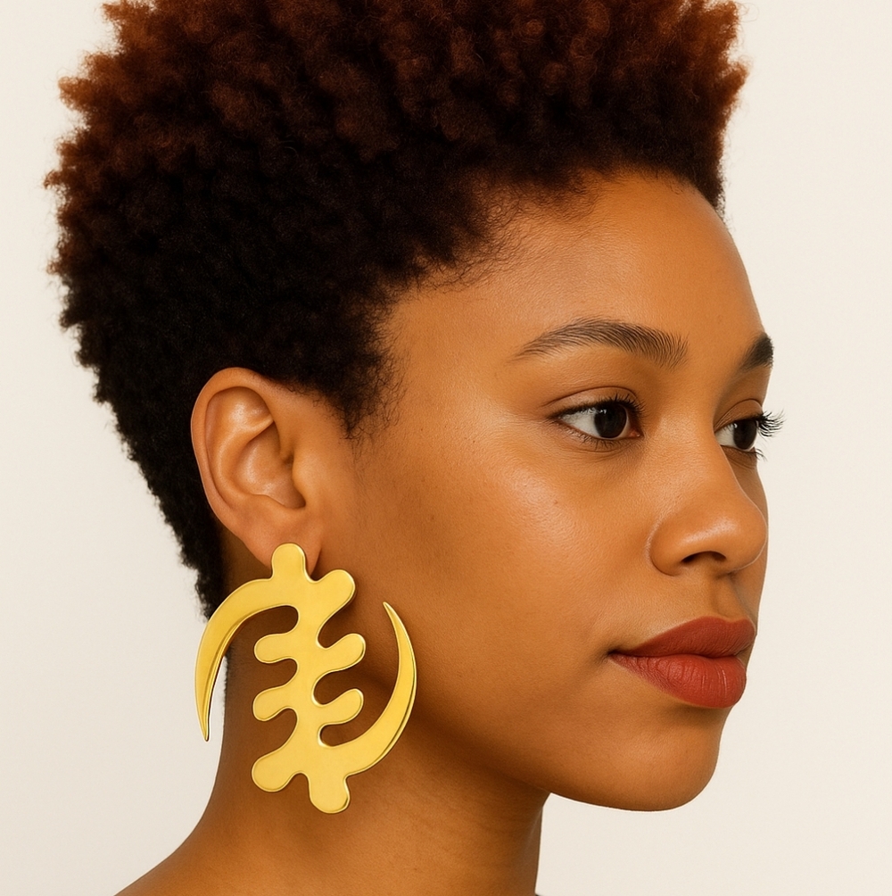 Gye Nyame Earrings, Large African Adinkra Symbol Stud Earrings, Spiritual